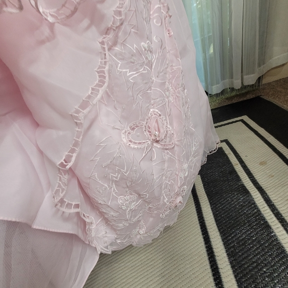 ☆ Boutiqe size 18 bridal maxi gown pink A line embroidered and sequence pink - Picture 8 of 12